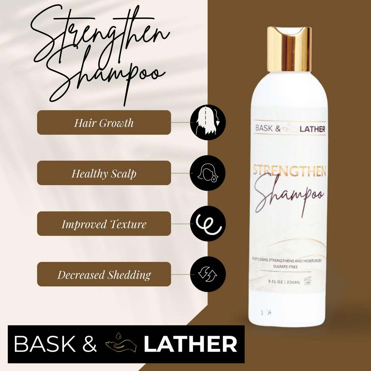 BASK & LATHER shampoo lather texture demonstrating gentle foam and effective cleansing