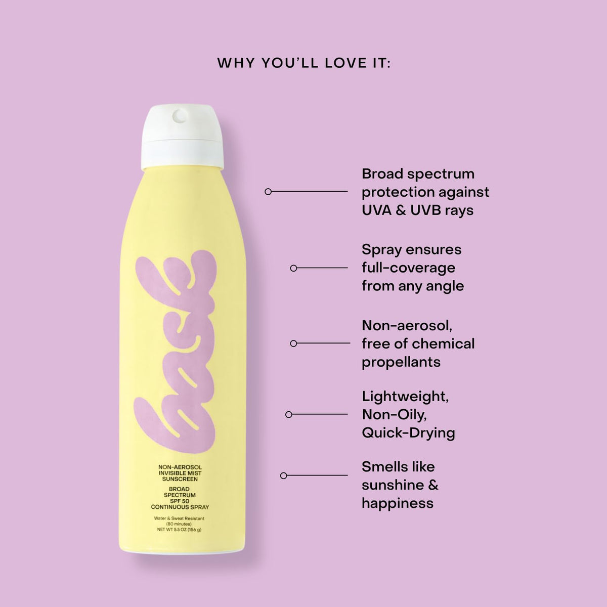 Bask spray in use on shoulder illustrating easy 360° application benefit