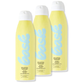 Bask sunscreen spray front packaging shows bottle and SPF benefit