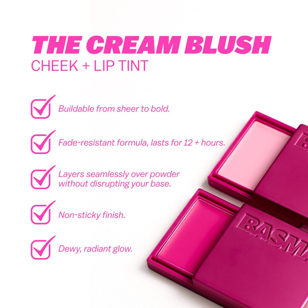 BASMA application on cheek with fingers for natural blending benefit