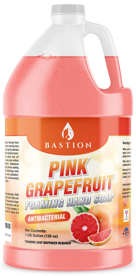 Bastion front packaging showing gallon label and pink grapefruit scent benefit
