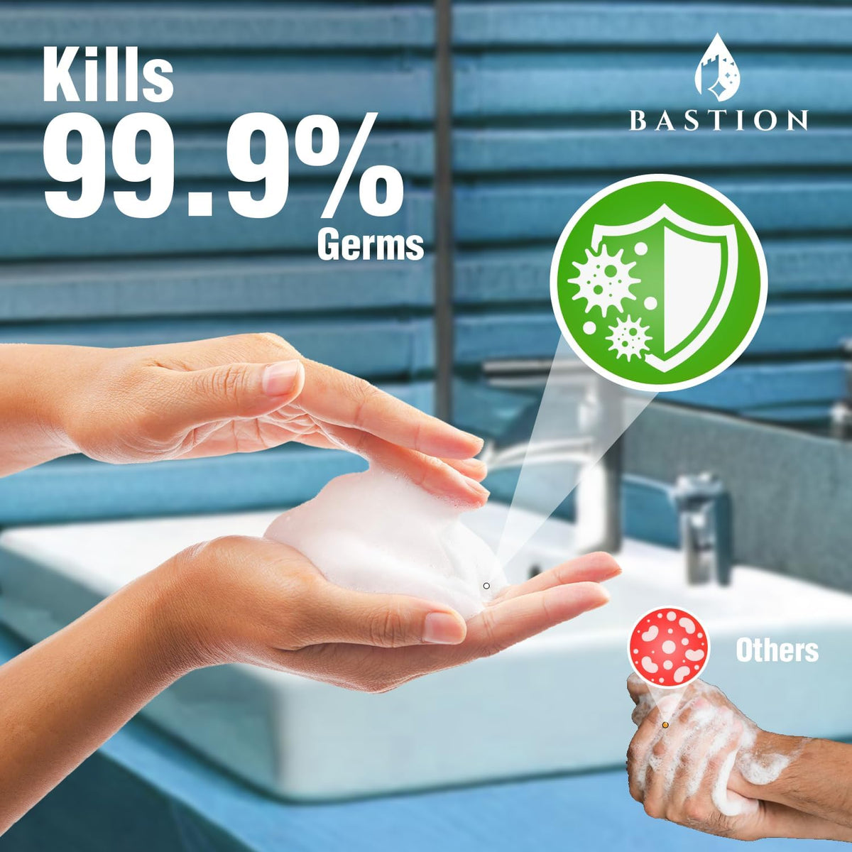 Bastion graphic about reducing plastic waste promoting refillable choice and sustainability