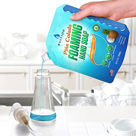 Bastion back of pouch with refill instructions for easy, mess-free use benefit