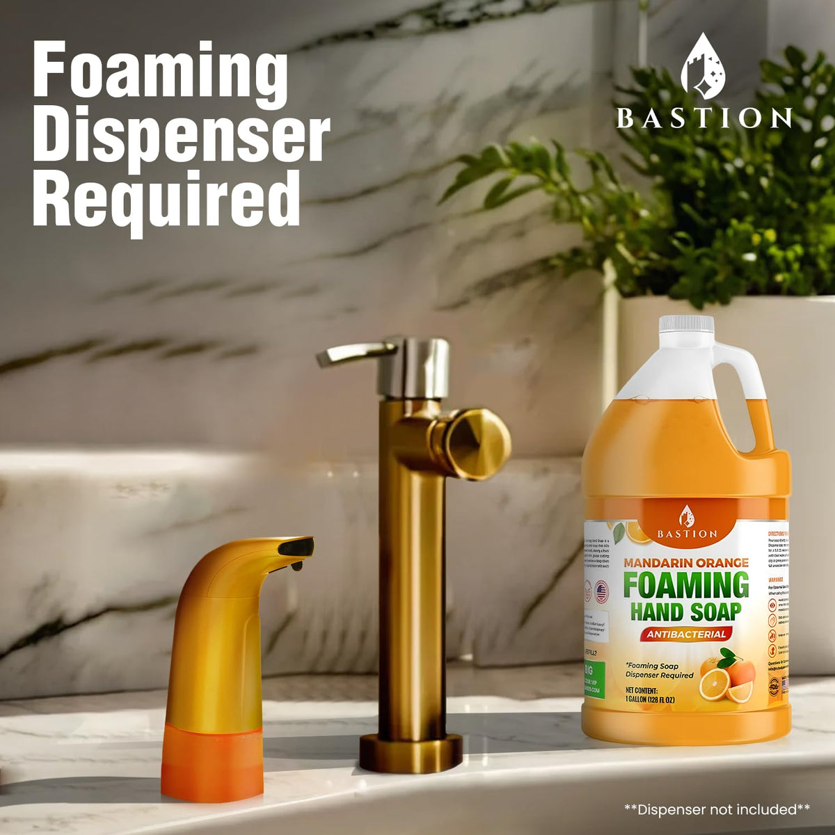 Bastion pouring refill action into dispenser showing quick, spill-minimizing pour