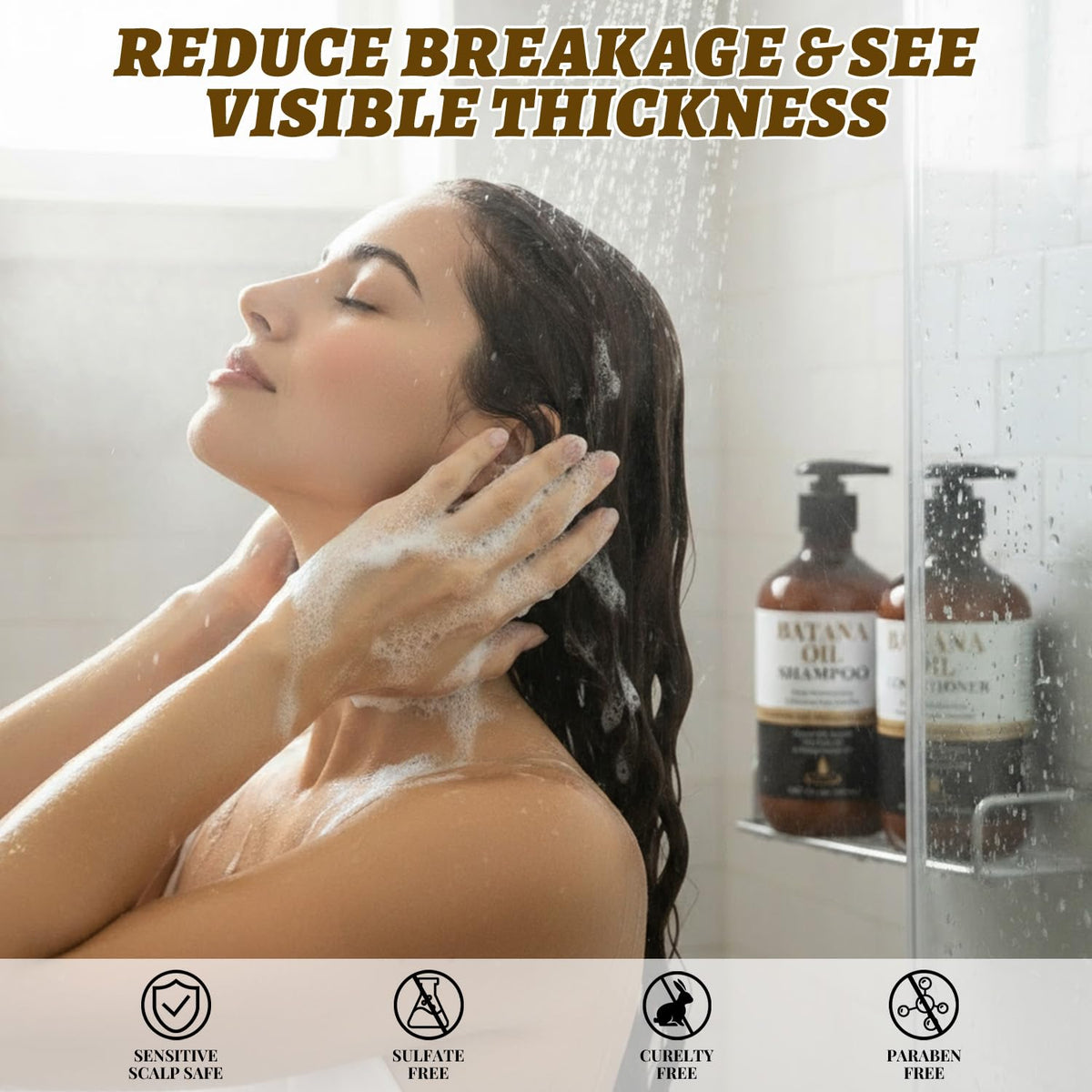 Generic shampoo lather texture showcasing gentle cleansing and volume
