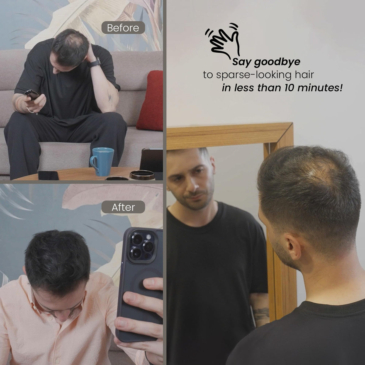 BATCI HAIR ATELIER lifestyle shot at mirror for confidence-ready touchups