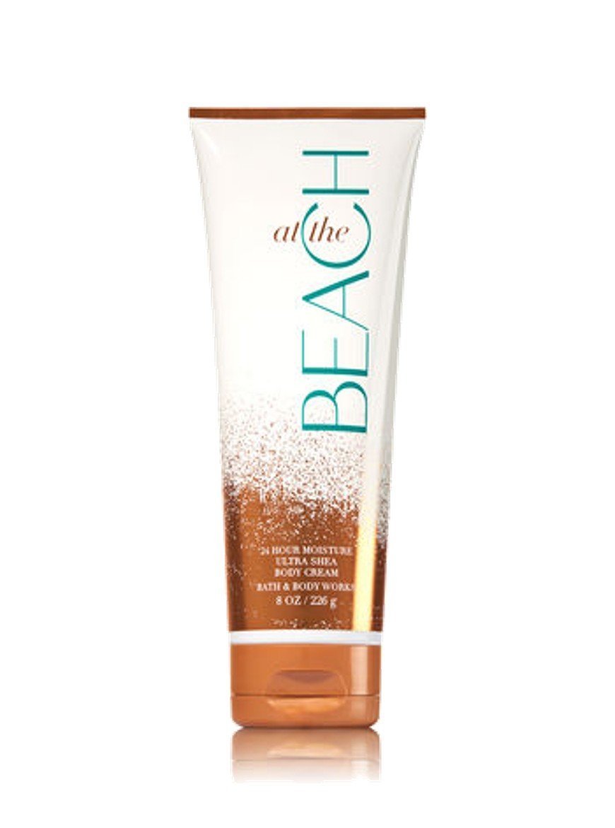 Bath & Body Works At The Beach front tub showing label and coastal scent benefit