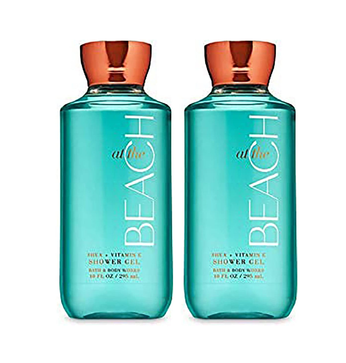 Bath & Body Works front packaging showing two At The Beach bottles, evoking fresh coastal scent