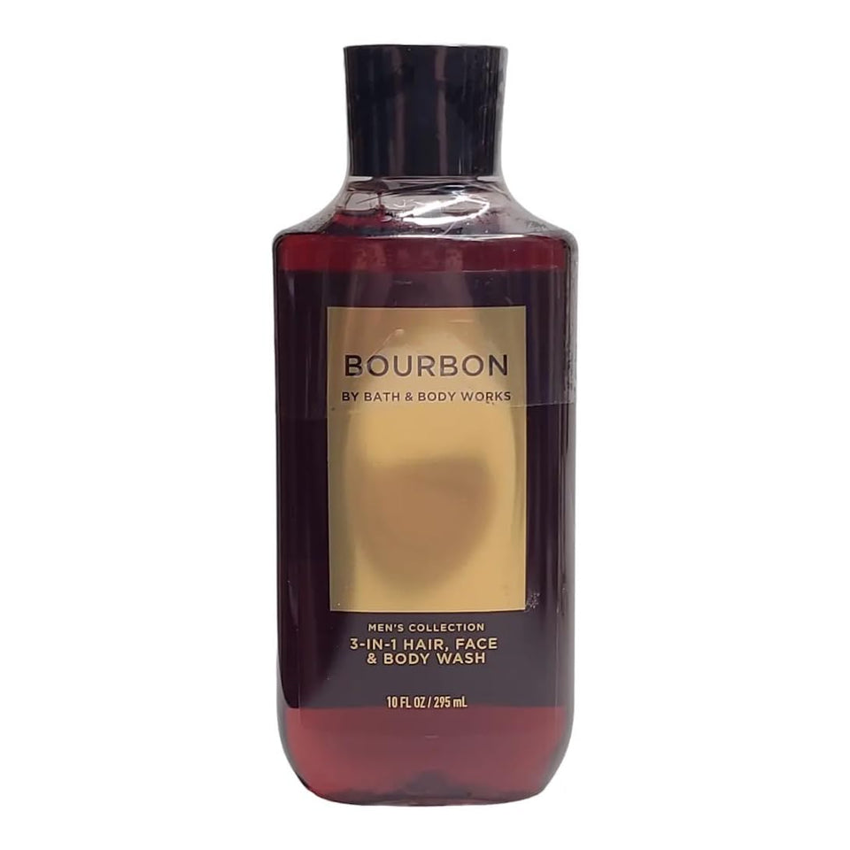 Bath & Body Works Bourbon front packaging showing bottle and scent benefits