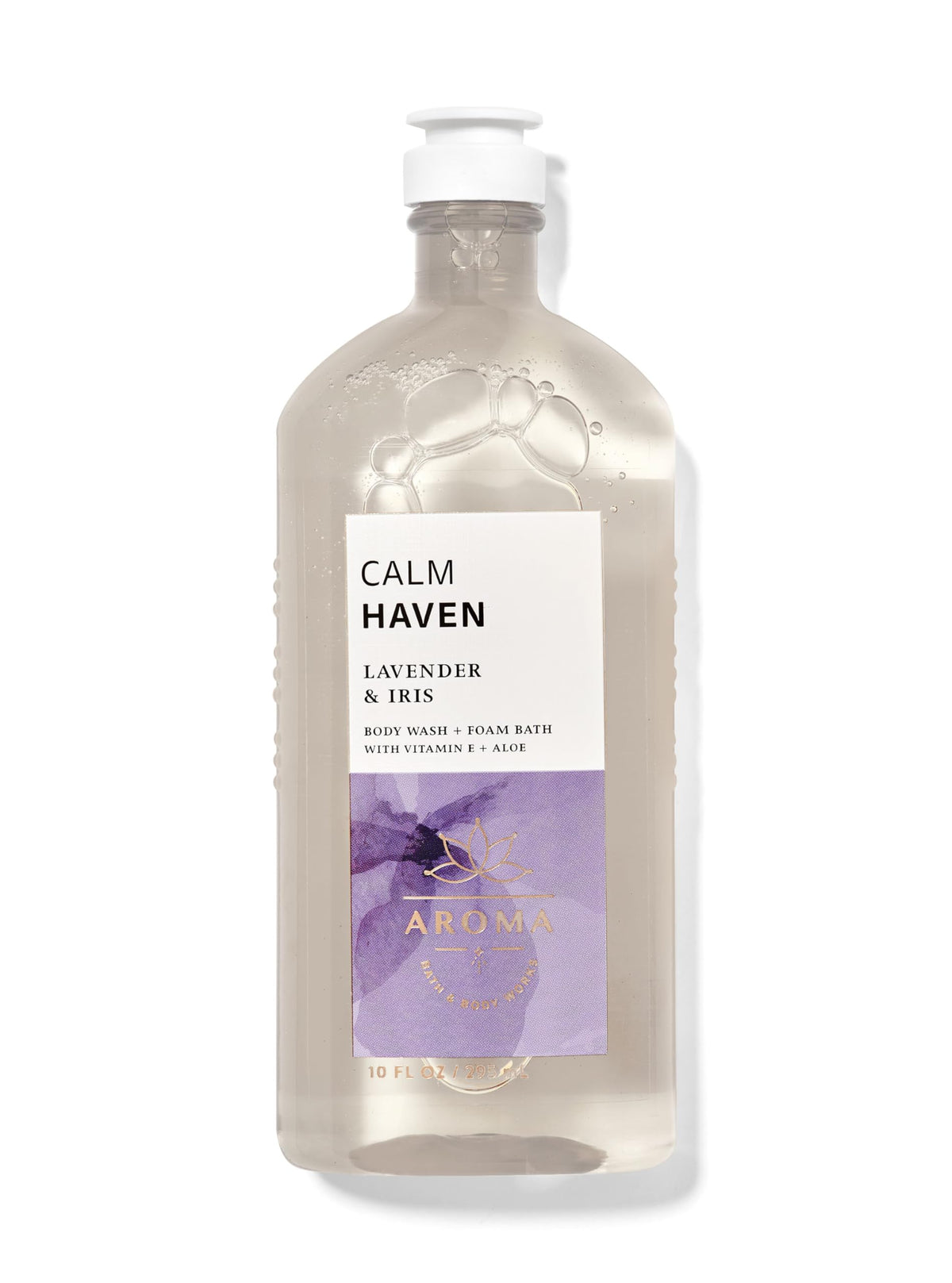 Bath & Body Works bottle front view showing label and calming lavender scent