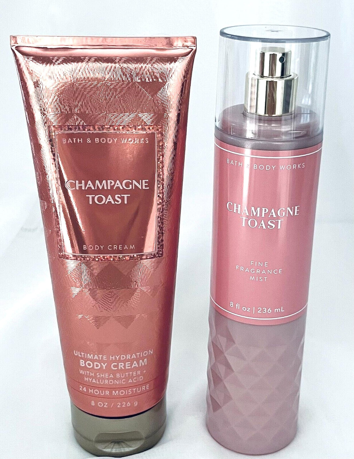 Bath & Body Works front packaging showing Champagne Toast mist and cream, ideal gift appeal