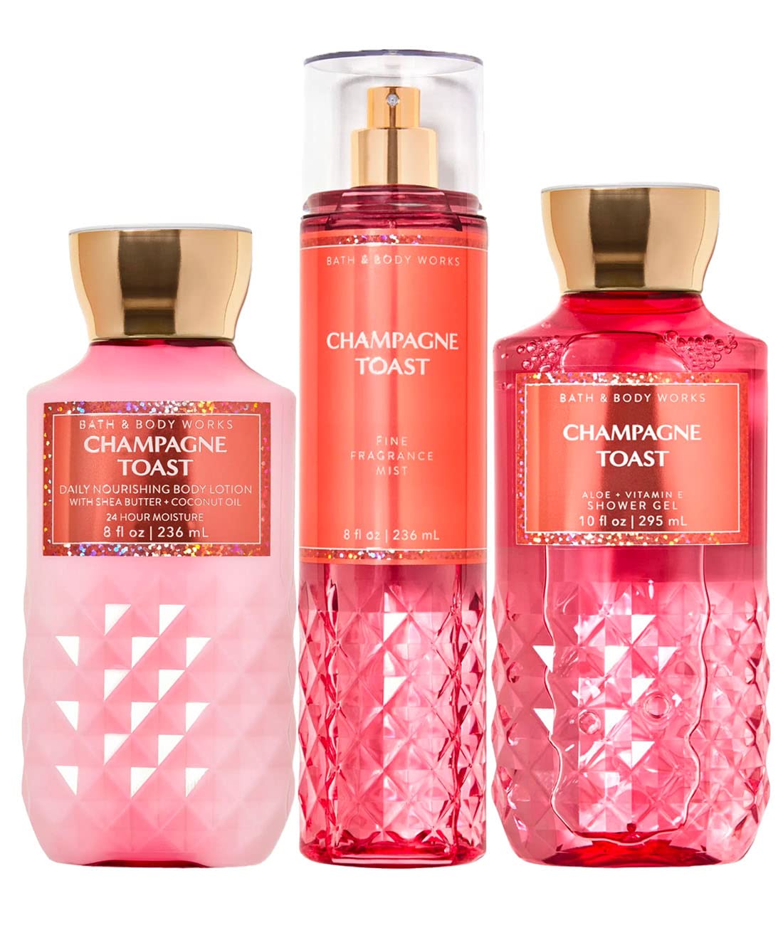 Bath & Body Works Champagne Toast trio front packaging showing all three products and gift appeal