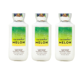 Bath & Body Works front packaging showing three Cucumber Melon bottles, convenient multi-pack