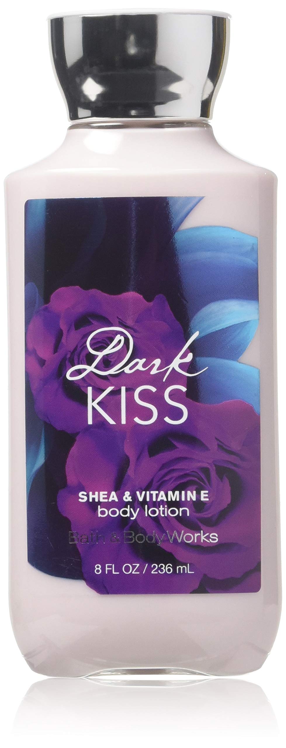 Bath & Body Works lotion front packaging showing Dark Kiss scent and hydrating benefit