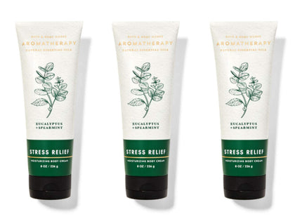 Bath & Body Works front packaging showing three green tubes and calming benefit