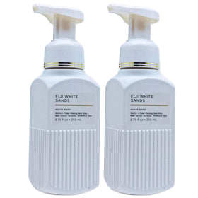 Bath & Body Works front packaging showing two Fiji White Sands bottles and benefits