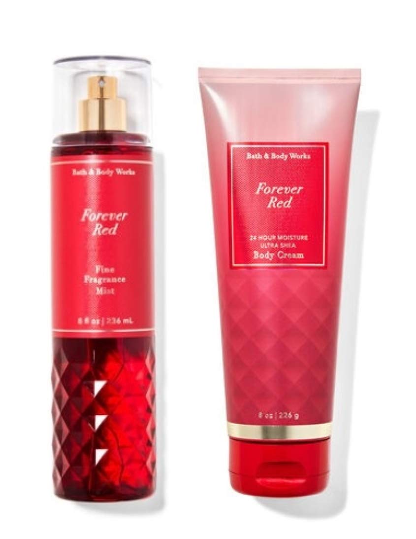 Bath & Body Works Forever Red front packaging showing both full-size bottles and gift-ready presentation