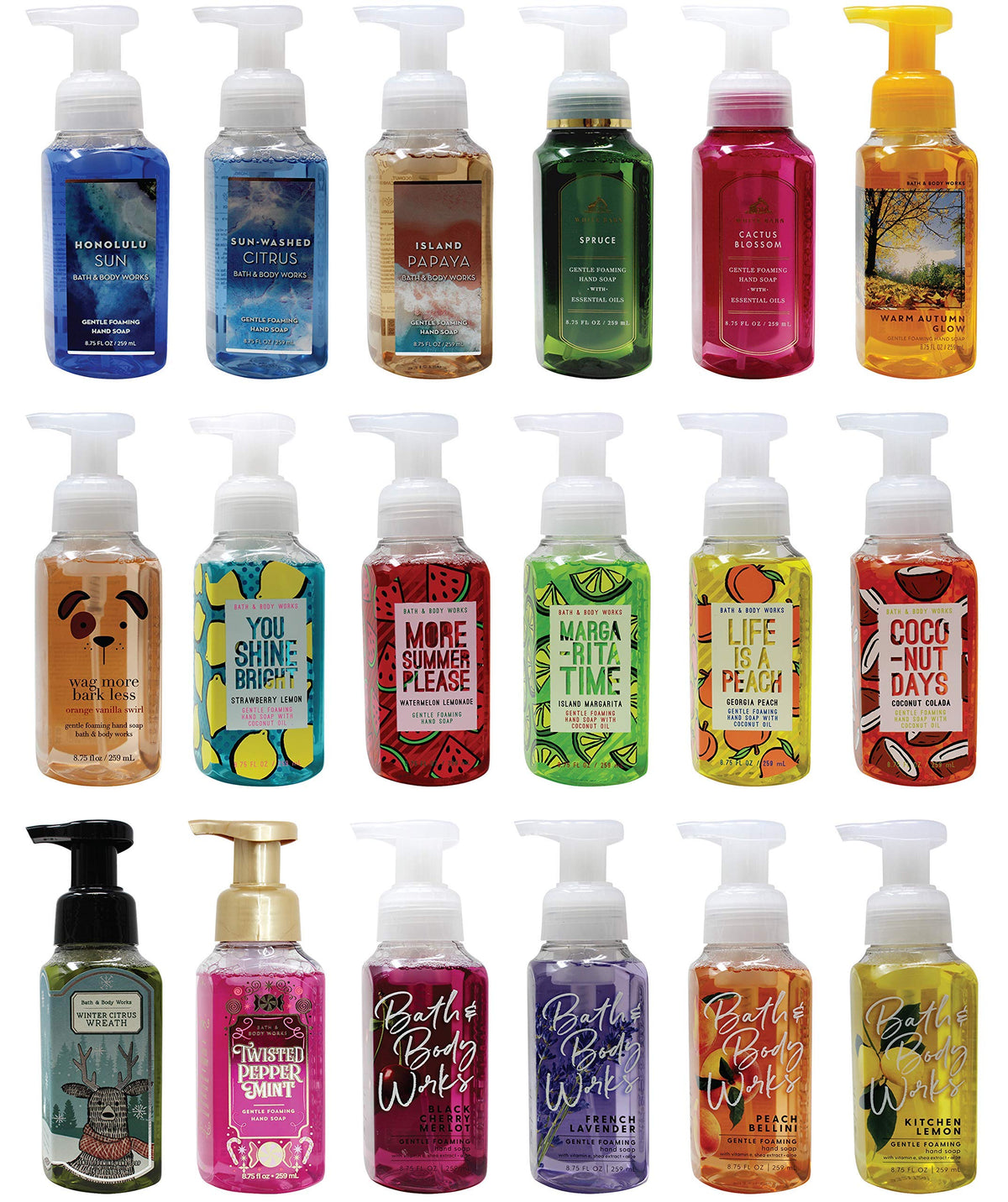 Bath & Body Works front view of 8 oz bottle showing label and gentle foam benefit