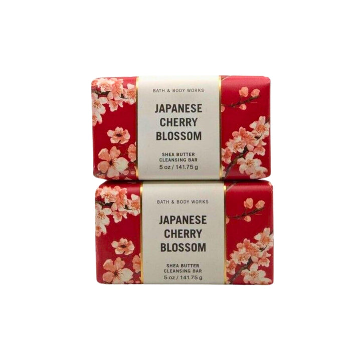 Bath & Body Works front packaging showing two Japanese Cherry Blossom bars, fresh scent