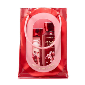 Bath & Body Works front packaging of Japanese Cherry Blossom gift set, perfect for gifting