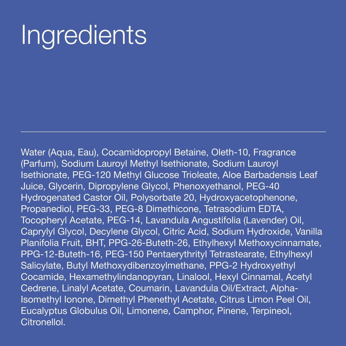 Bath & Body Works aloe and vitamin E ingredient display indicating hydration and skin nourishment