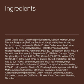 Bath & Body Works back label highlighting Pro-Vitamin B5 and aloe benefits