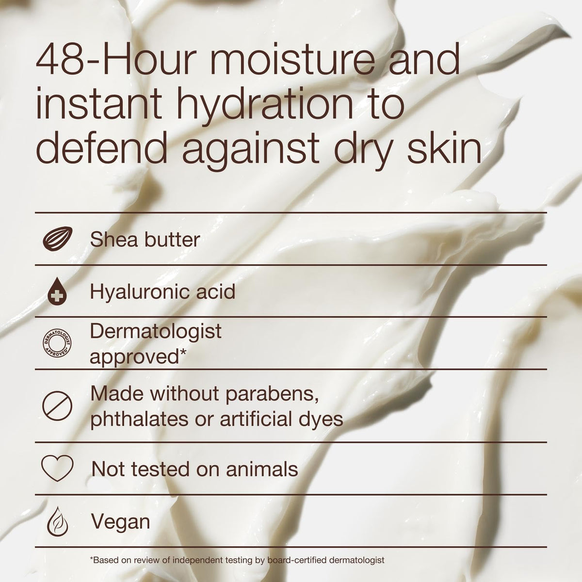 Bath & Body Works hand applying cream to forearm showing quick absorption benefit