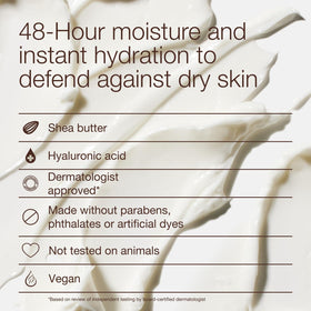 Bath & Body Works hand applying cream to forearm showing quick absorption benefit