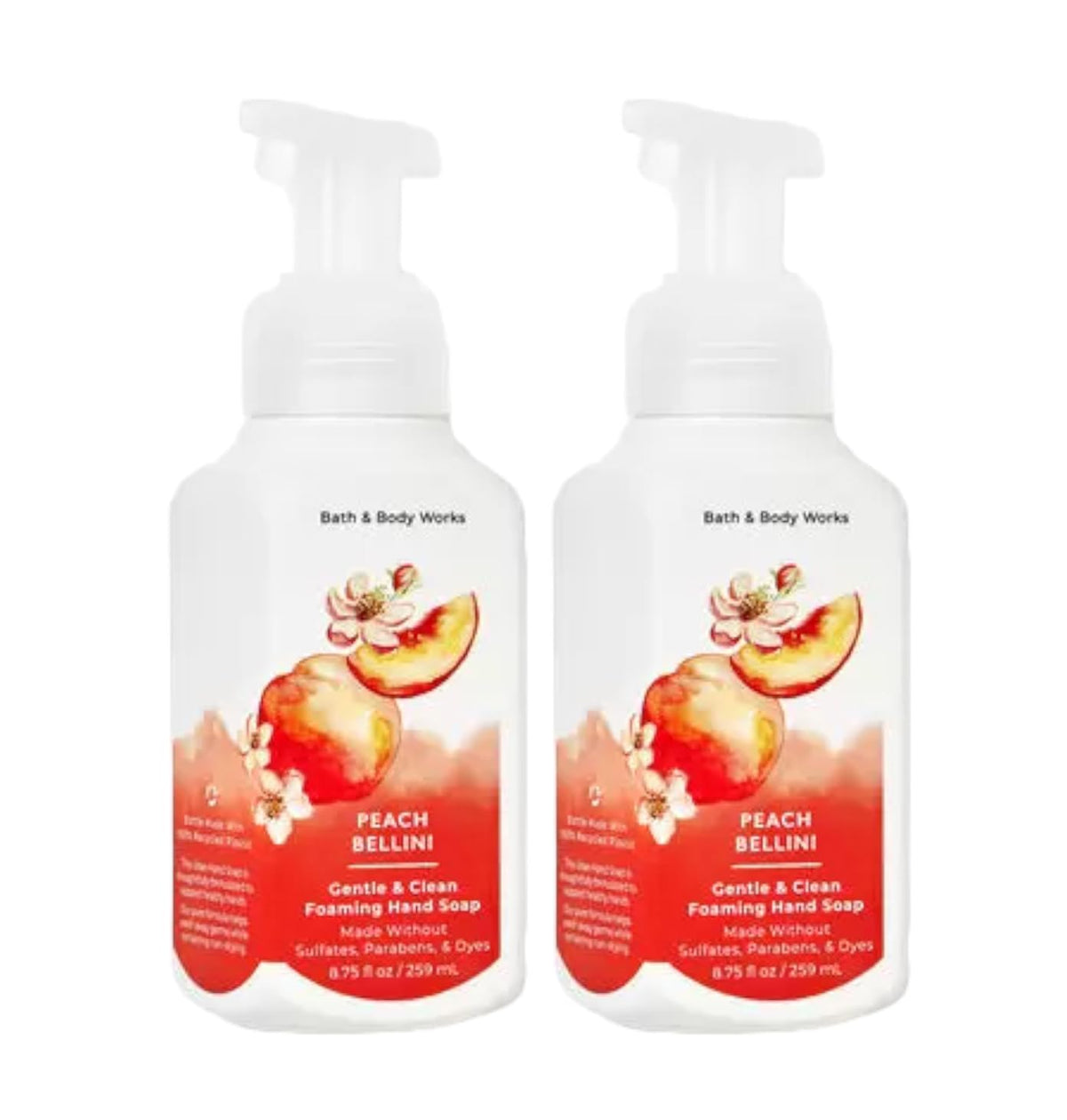 Bath & Body Works Peach Bellini front bottle, gentle moisturizing cleanse