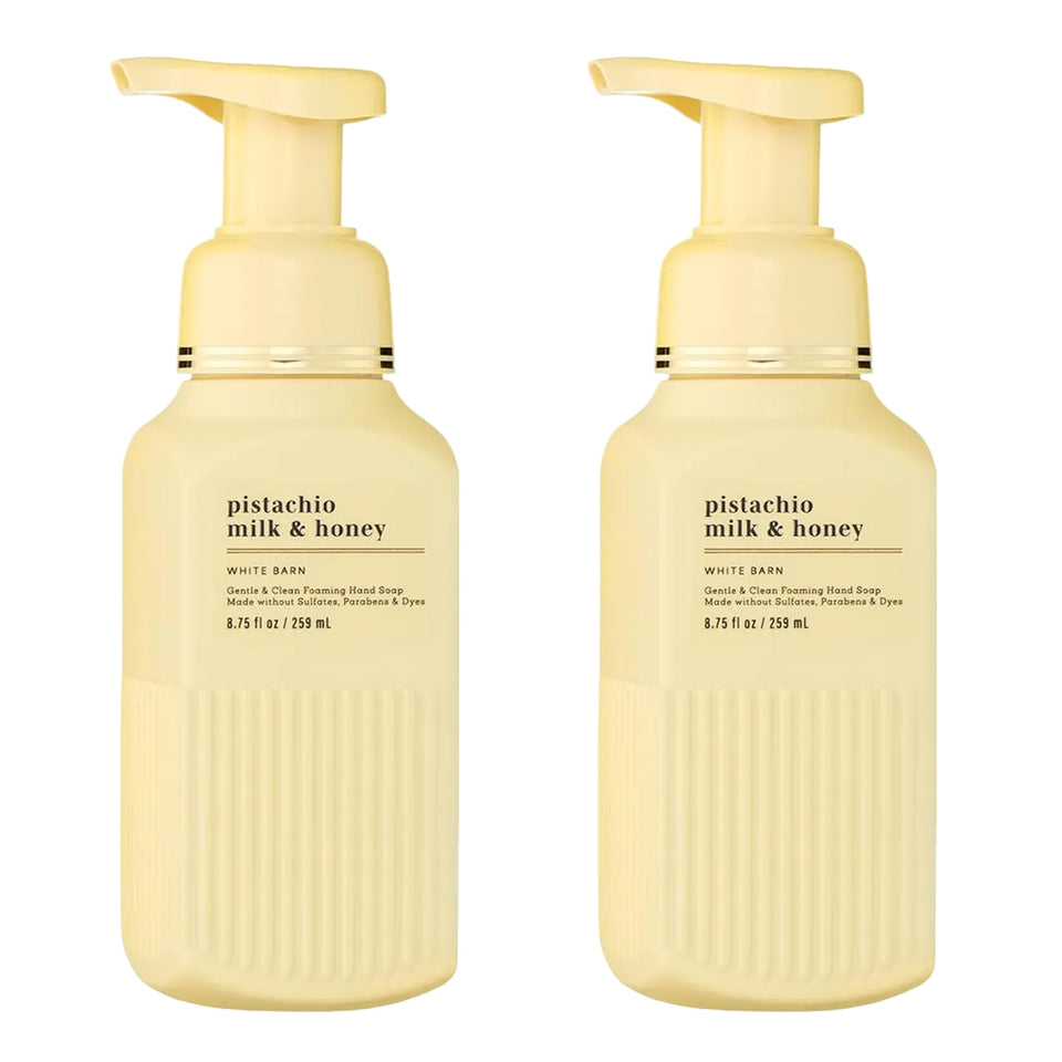 Bath & Body Works front packaging showing pistachio milk and honey scent benefits