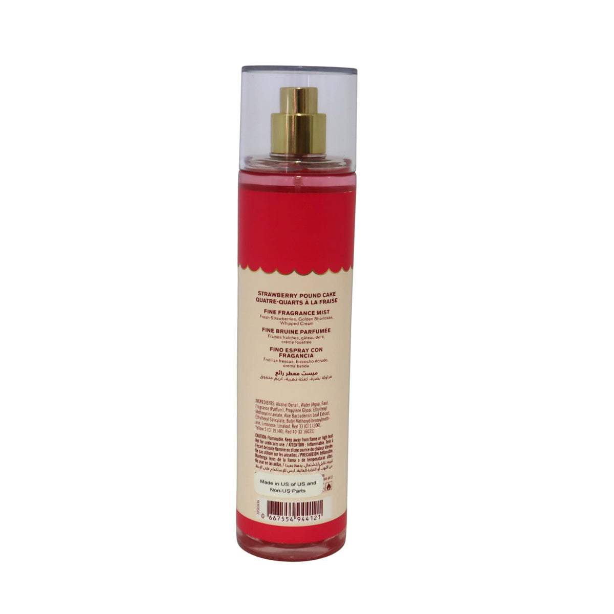 Bath & Body Works Strawberry Pound Cake mist in use with hand spraying, refreshing fragrance boost