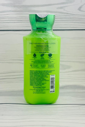 Bath & Body Works lotion texture on hand from Waikiki bottle, smooth hydration visible and quick-absorbing
