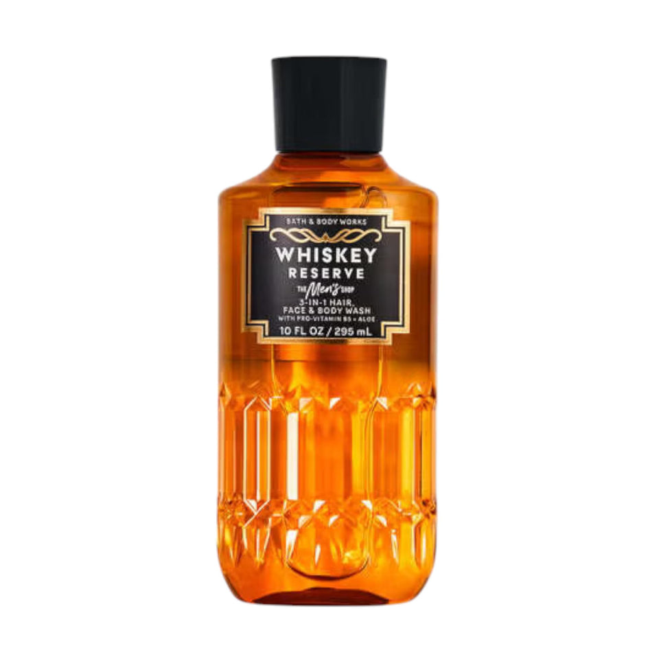 Bath & Body Works Whiskey Reserve bottle front view shows label and scent