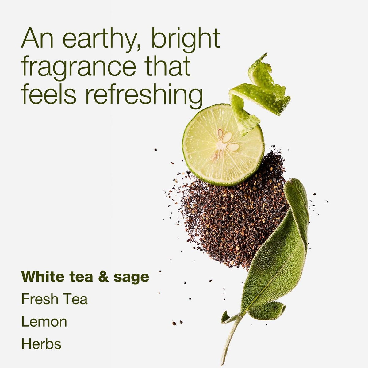 Bath & Body Works White Tea & Sage bottle in bathroom providing calming scent option