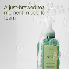 Bath & Body Works close-up of soft white foam texture demonstrating gentle, non-drying lather