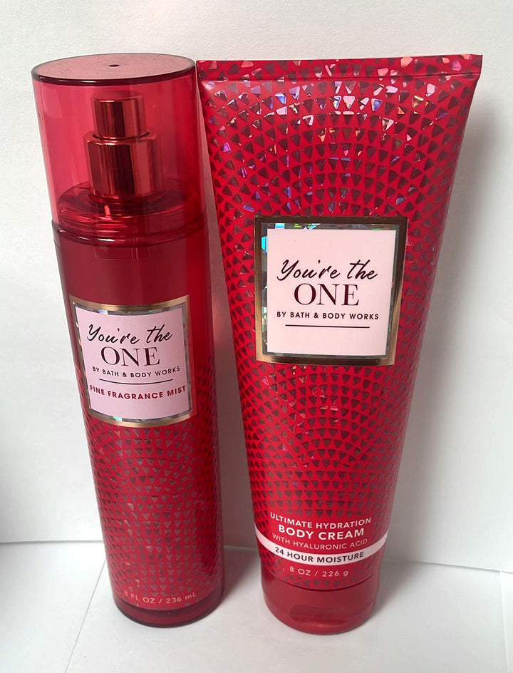 Bath & Body Works front packaging of You're the One gift set showing mist and cream, ideal for gifting