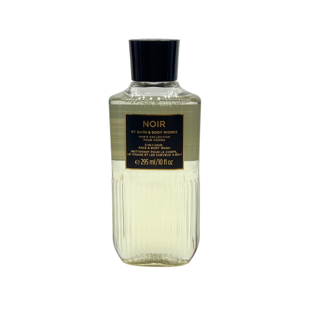Bath & Body Works bottle in shower demonstrating easy one-step hair face body use