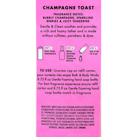 Bath & Body Works Champagne Toast foaming soap close-up on dispenser producing airy foam, gentle cleansing benefit