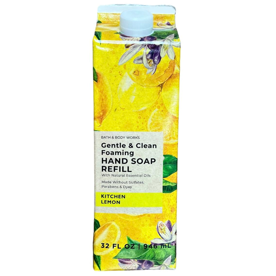 Bath & Body Works front label showing Kitchen Lemon refill and bright citrus scent