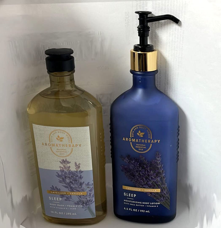 Bath & Body Works front packaging showing both sleep wash and lotion, calming bedside appeal