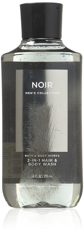 Bath & Body Works Noir For Men front bottle showing label and 10 oz size benefits