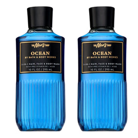 Bath & Body Works front packaging showing two 10 fl oz bottles and Ocean scent benefit