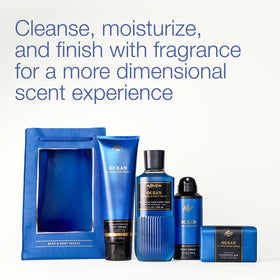 Bath & Body Works Ocean body spray in hand showing quick freshening benefit