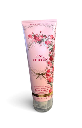 Bath & Body Works front packaging showing Pink Chiffon jar and appeal