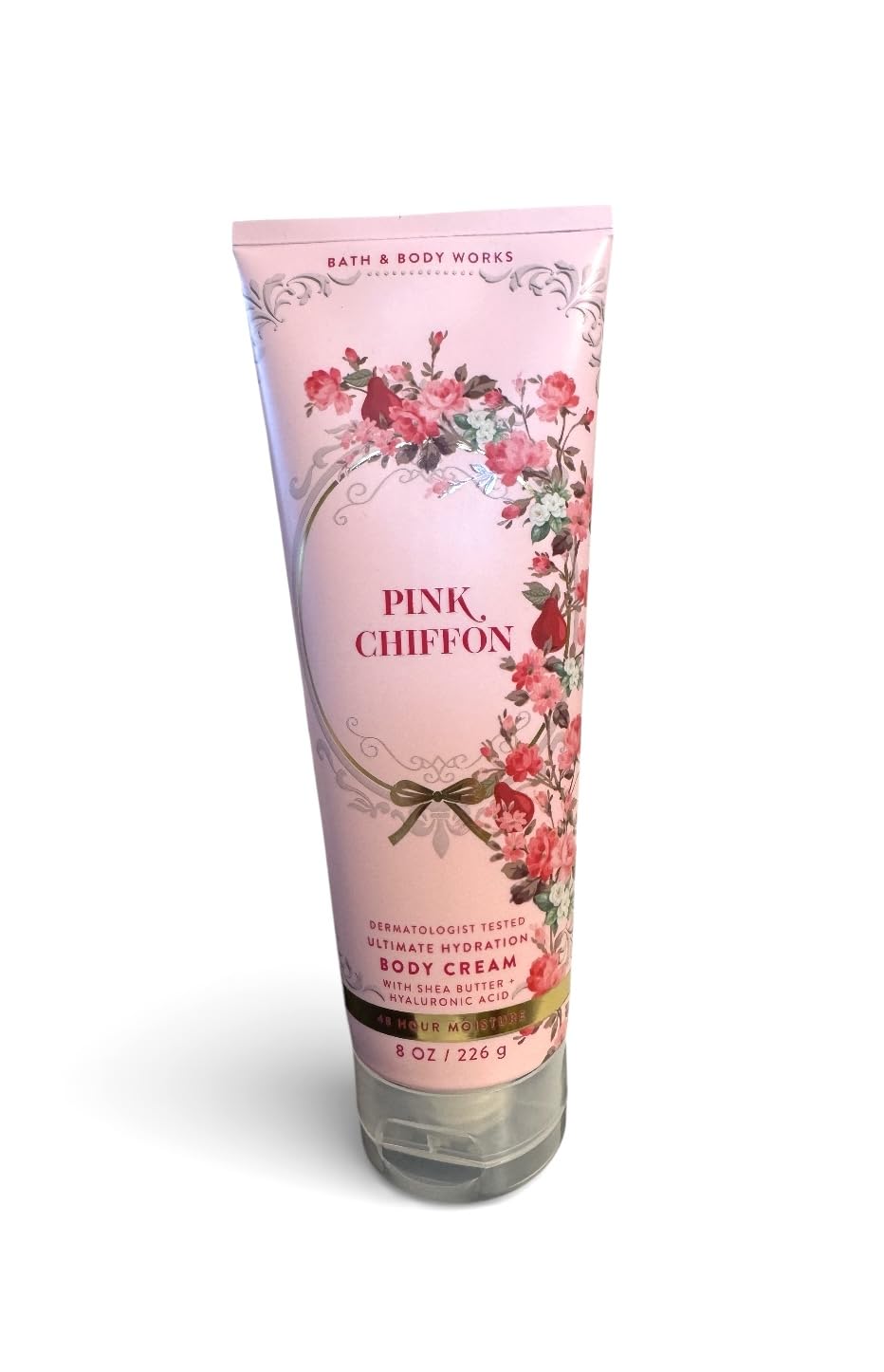 Bath & Body Works front packaging showing Pink Chiffon jar and appeal