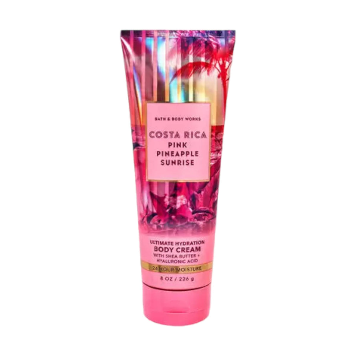 Bath & Body Works jar front view showing label and beachy pink pineapple fragrance benefits