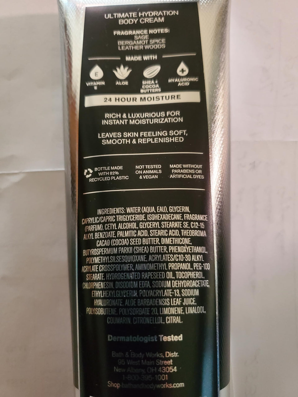 Bath & Body Works tubes beside a hand showing 8 oz size for travel
