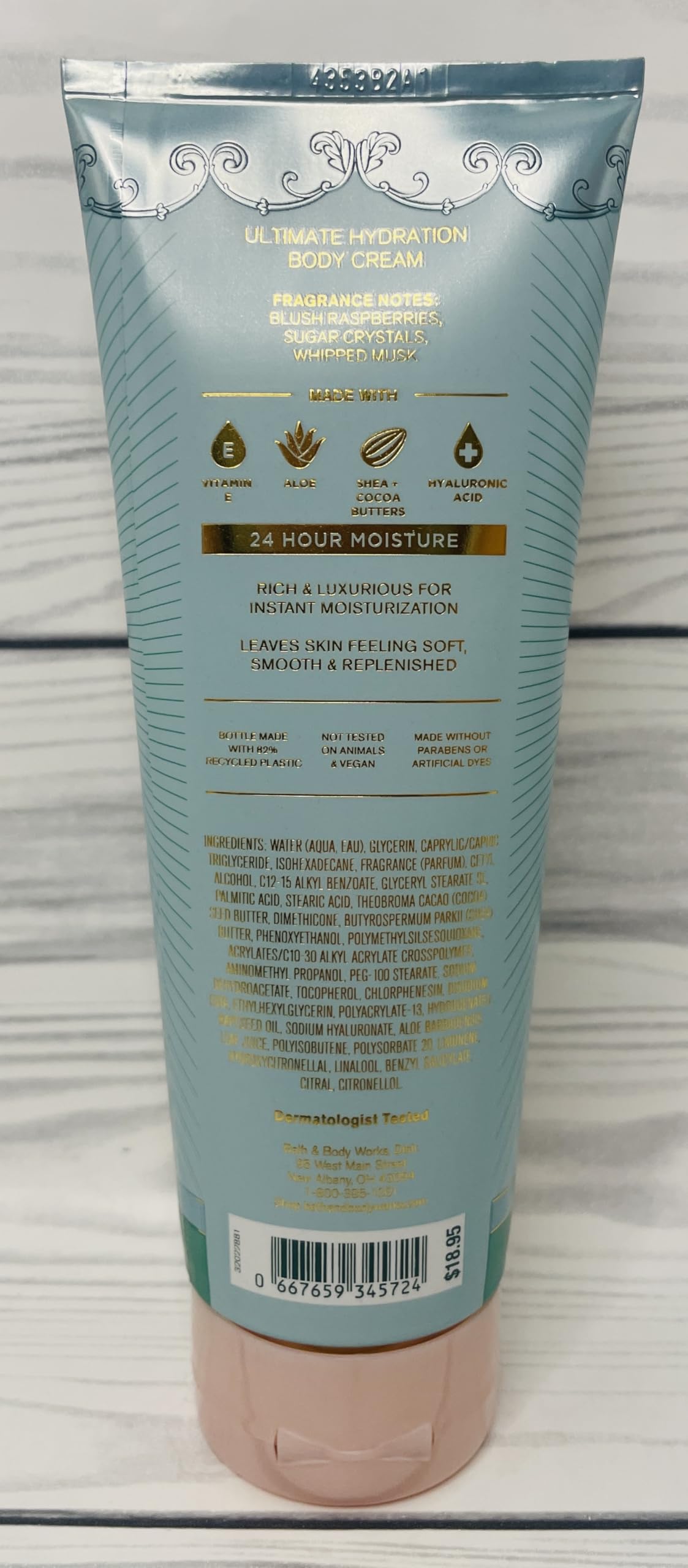 Bath & Body Works applied to forearm in lifestyle scene showing soft, nourished skin benefit