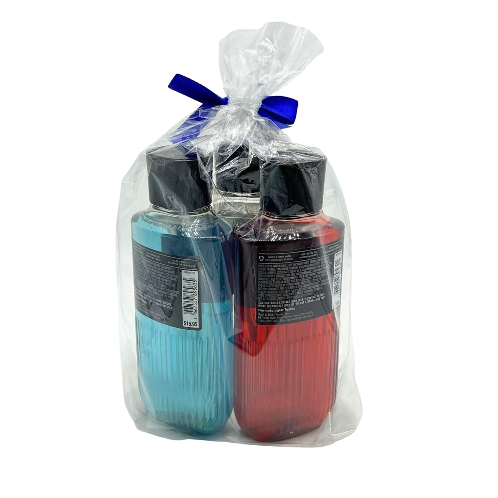 Bath & Body Works trio lined up displaying Bourbon, Noir, and Ocean scents variety