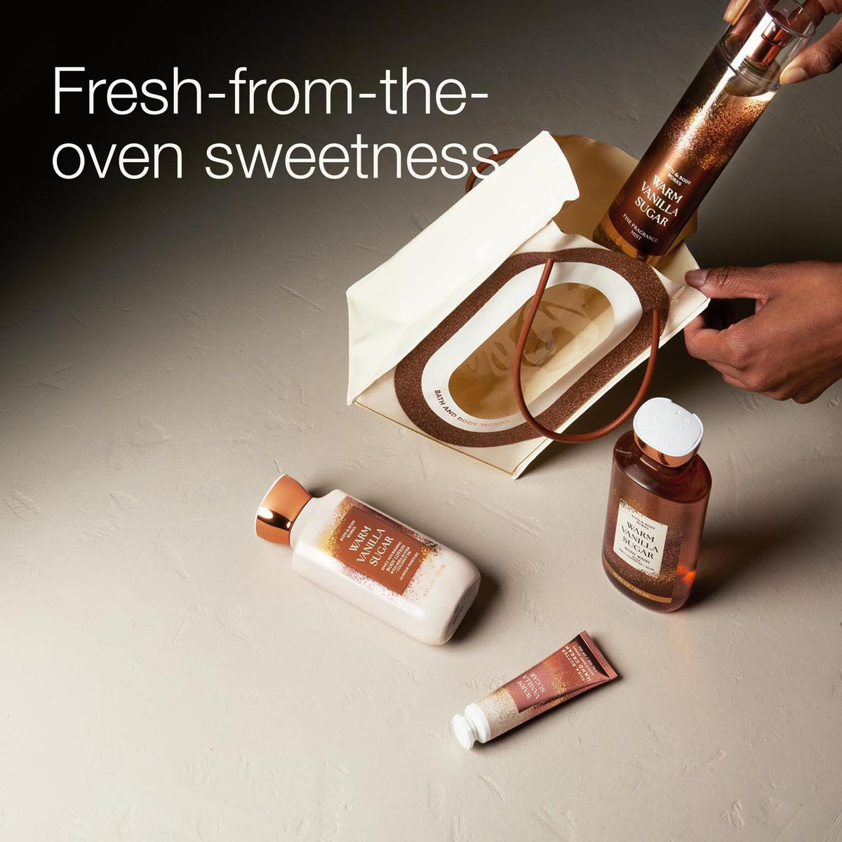 Bath & Body Works Warm Vanilla Sugar body wash texture on hand demonstrating gentle lather and cleansing